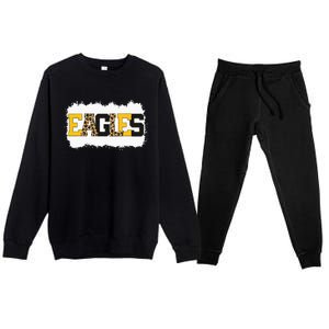 School Spirit Mascot Eagles Leopard Print Teacher Premium Crewneck Sweatsuit Set