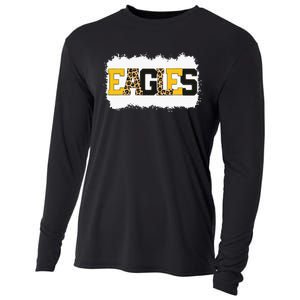 School Spirit Mascot Eagles Leopard Print Teacher Cooling Performance Long Sleeve Crew