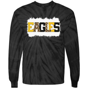 School Spirit Mascot Eagles Leopard Print Teacher Tie-Dye Long Sleeve Shirt