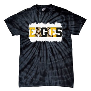 School Spirit Mascot Eagles Leopard Print Teacher Tie-Dye T-Shirt