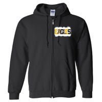 School Spirit Mascot Eagles Leopard Print Teacher Full Zip Hoodie