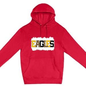 School Spirit Mascot Eagles Leopard Print Teacher Premium Pullover Hoodie