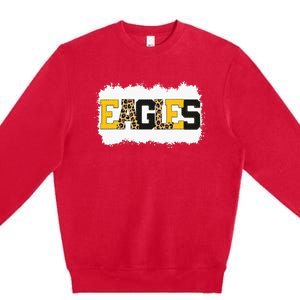 School Spirit Mascot Eagles Leopard Print Teacher Premium Crewneck Sweatshirt