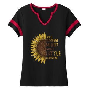 SheS Sunshine Mixed Hurricane Sunflower Lovers Gift Ladies Halftime Notch Neck Tee