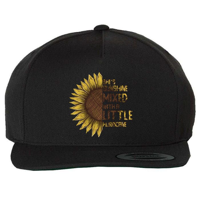 SheS Sunshine Mixed Hurricane Sunflower Lovers Gift Wool Snapback Cap