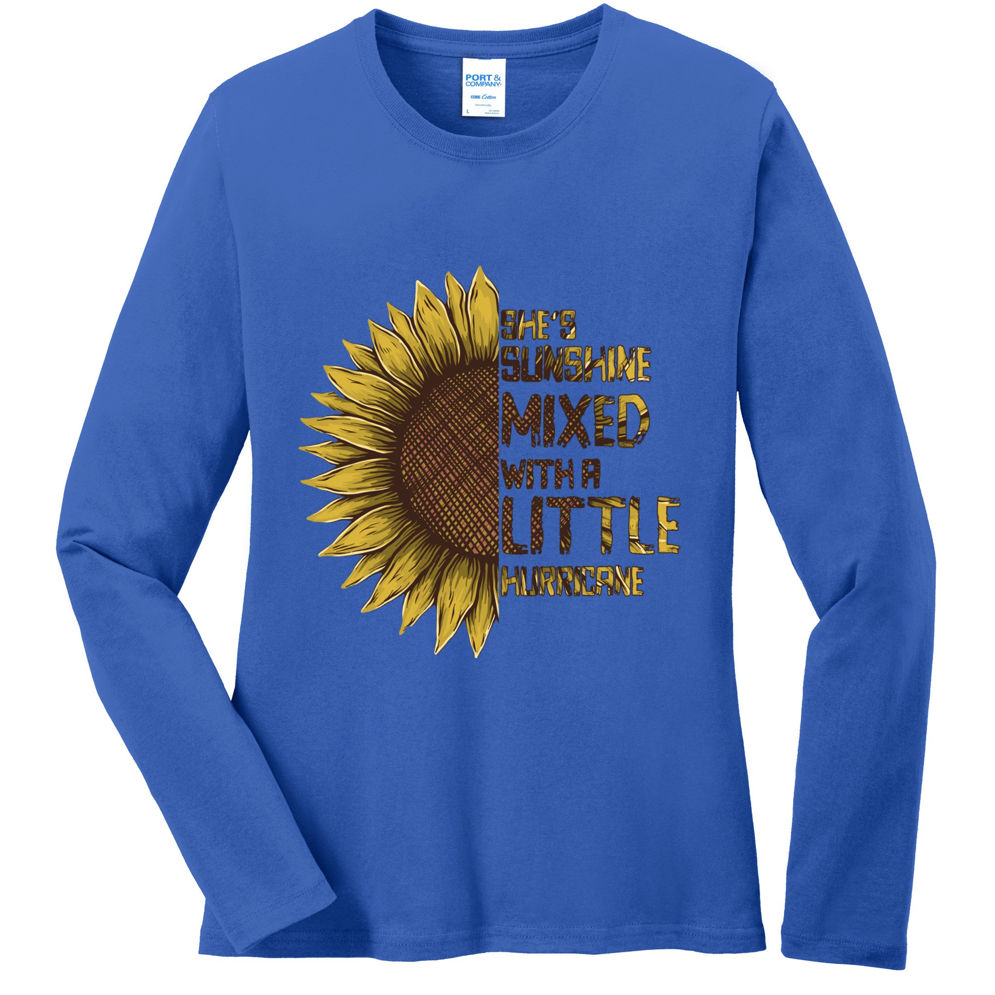SheS Sunshine Mixed Hurricane Sunflower Lovers Gift Ladies Long Sleeve Shirt