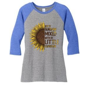 SheS Sunshine Mixed Hurricane Sunflower Lovers Gift Women's Tri-Blend 3/4-Sleeve Raglan Shirt