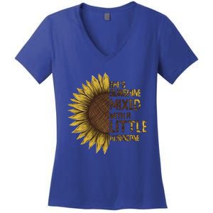 SheS Sunshine Mixed Hurricane Sunflower Lovers Gift Women's V-Neck T-Shirt