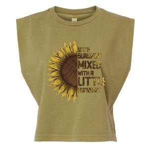 SheS Sunshine Mixed Hurricane Sunflower Lovers Gift Garment-Dyed Women's Muscle Tee