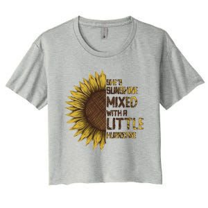 SheS Sunshine Mixed Hurricane Sunflower Lovers Gift Women's Crop Top Tee