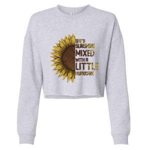 SheS Sunshine Mixed Hurricane Sunflower Lovers Gift Cropped Pullover Crew