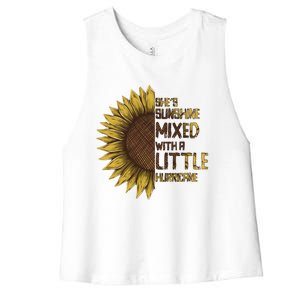 SheS Sunshine Mixed Hurricane Sunflower Lovers Gift Women's Racerback Cropped Tank