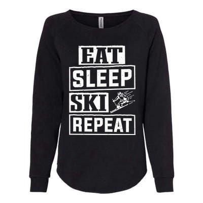 Skiier Skiing Mountain Eat Sleep Ski Repeat Cool Gift Womens California Wash Sweatshirt