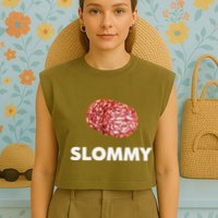 Slommy Salami Meme Oddly Specific Funny Memes Internet Memes Garment-Dyed Women's Muscle Tee