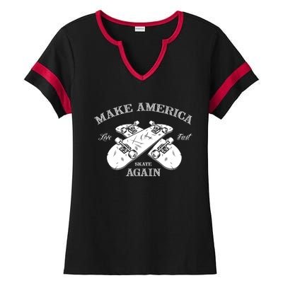 Skateboard Skateboarding Make America Skate Again Gift Ladies Halftime Notch Neck Tee