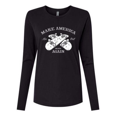 Skateboard Skateboarding Make America Skate Again Gift Womens Cotton Relaxed Long Sleeve T-Shirt