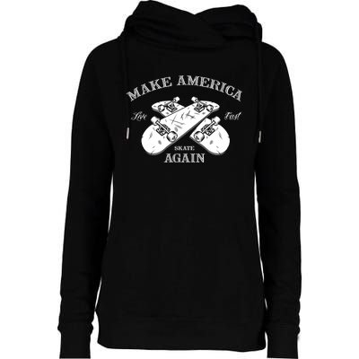 Skateboard Skateboarding Make America Skate Again Gift Womens Funnel Neck Pullover Hood