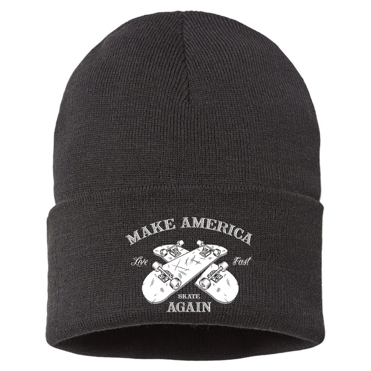 Skateboard Skateboarding Make America Skate Again Gift Sustainable Knit Beanie