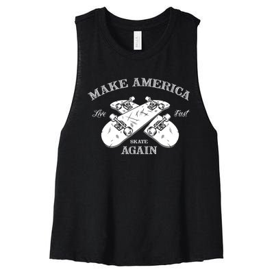 Skateboard Skateboarding Make America Skate Again Gift Women's Racerback Cropped Tank