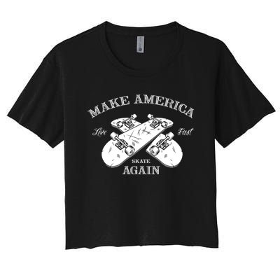 Skateboard Skateboarding Make America Skate Again Gift Women's Crop Top Tee