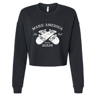 Skateboard Skateboarding Make America Skate Again Gift Cropped Pullover Crew