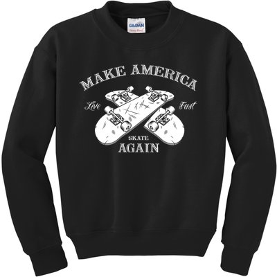 Skateboard Skateboarding Make America Skate Again Gift Kids Sweatshirt