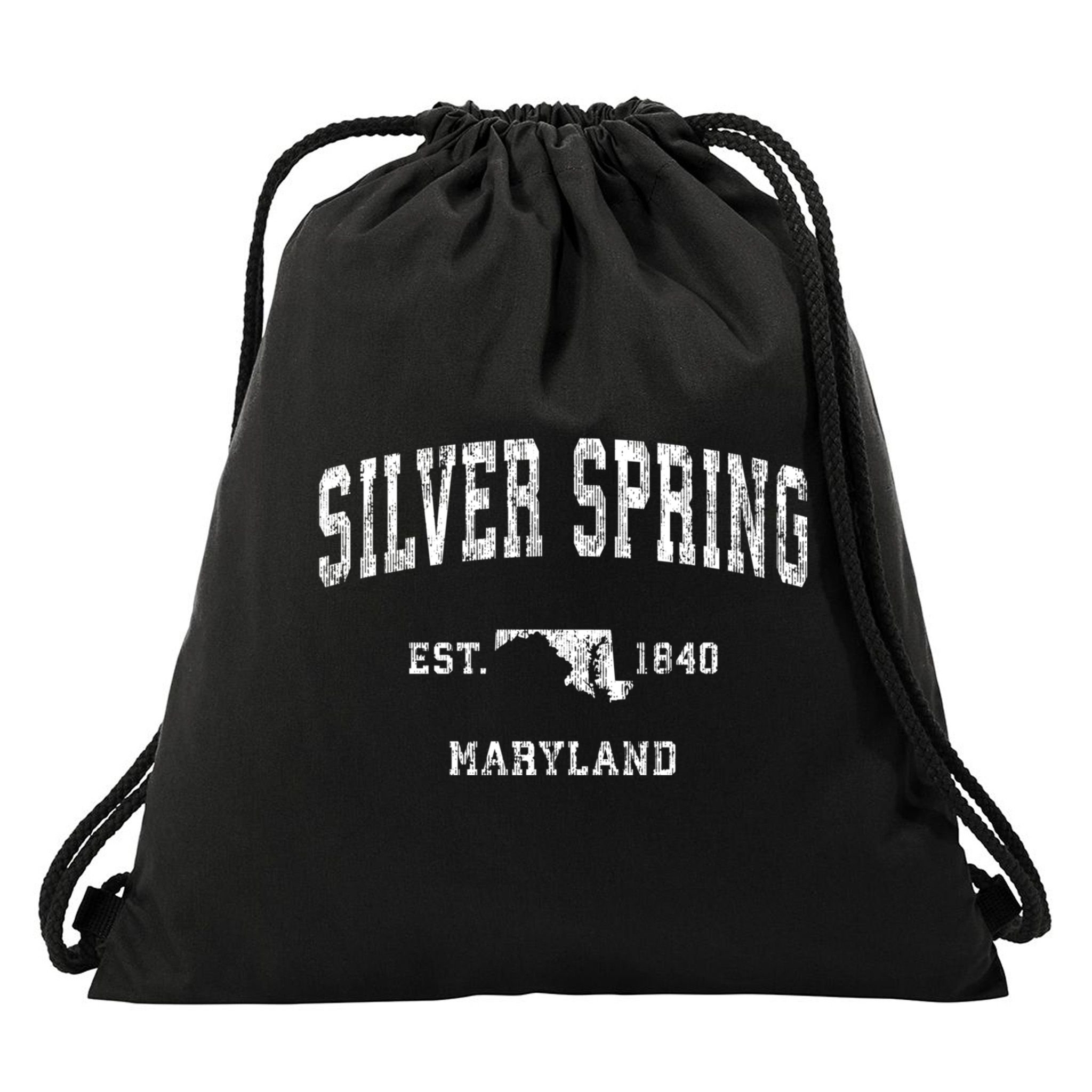 Silver Spring Maryland Md Vintage Athletic Sports Design Sweatshirt Drawstring Bag