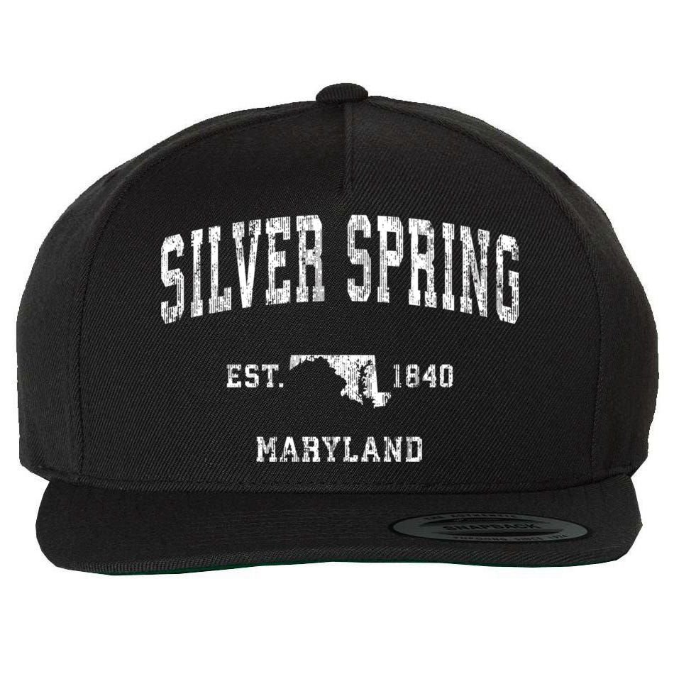 Silver Spring Maryland Md Vintage Athletic Sports Design Sweatshirt Wool Snapback Cap