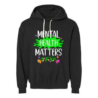 Support Squad Mental Health Awareness Lime Green Ribbon Garment-Dyed Fleece Hoodie