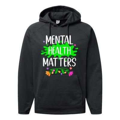 Support Squad Mental Health Awareness Lime Green Ribbon Performance Fleece Hoodie