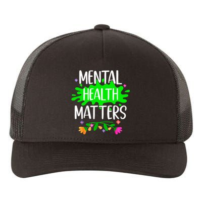 Support Squad Mental Health Awareness Lime Green Ribbon Yupoong Adult 5-Panel Trucker Hat