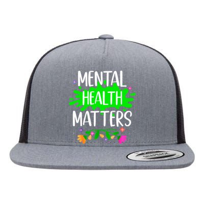 Support Squad Mental Health Awareness Lime Green Ribbon Flat Bill Trucker Hat