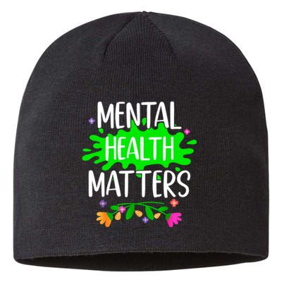 Support Squad Mental Health Awareness Lime Green Ribbon Sustainable Beanie