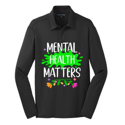 Support Squad Mental Health Awareness Lime Green Ribbon Silk Touch Performance Long Sleeve Polo