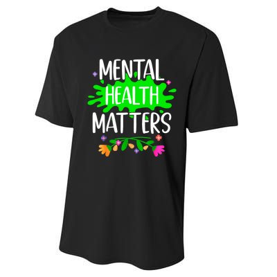 Support Squad Mental Health Awareness Lime Green Ribbon Performance Sprint T-Shirt