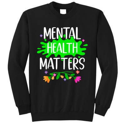 Support Squad Mental Health Awareness Lime Green Ribbon Tall Sweatshirt