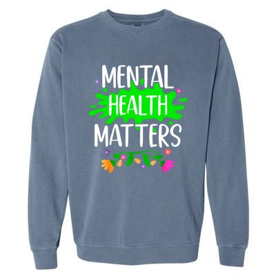 Support Squad Mental Health Awareness Lime Green Ribbon Garment-Dyed Sweatshirt