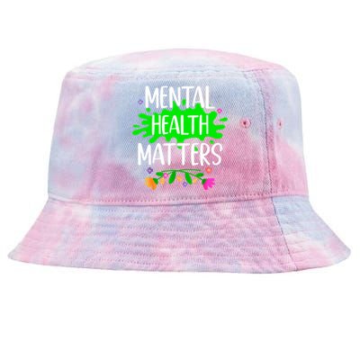 Support Squad Mental Health Awareness Lime Green Ribbon Tie-Dyed Bucket Hat