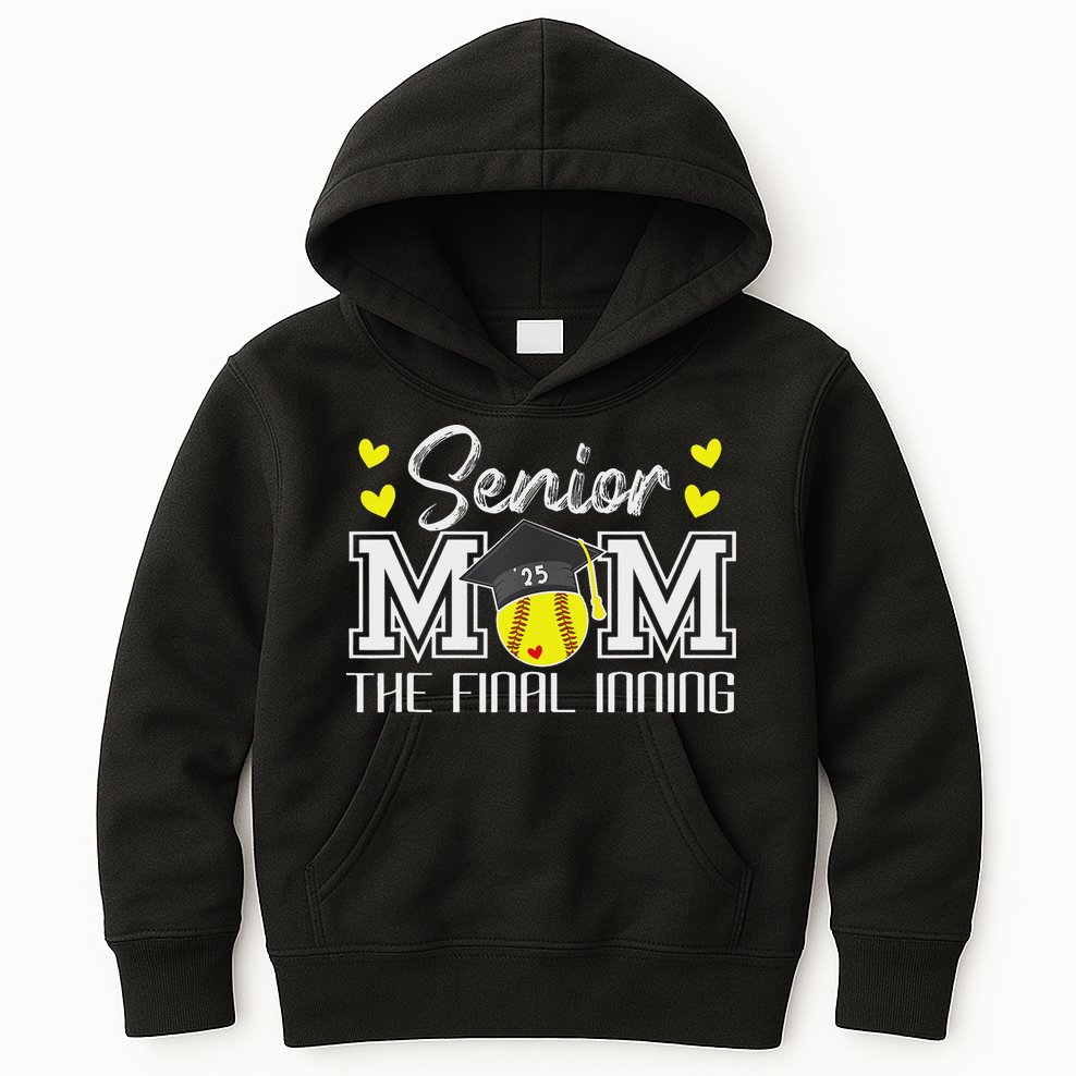 Softball Senior Mom 2025 The Final Inning 2025 Graduate Kids Hoodie