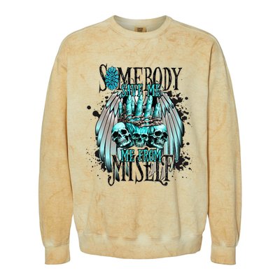 Somebody Save Me From Myself Colorblast Crewneck Sweatshirt