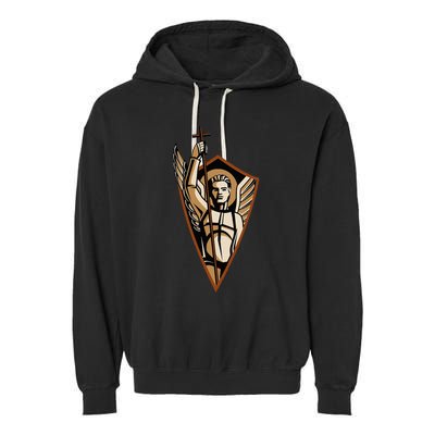 St Saint Michael the Archangel Catholic Angel Warrior Garment-Dyed Fleece Hoodie