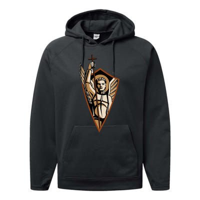 St Saint Michael the Archangel Catholic Angel Warrior Performance Fleece Hoodie