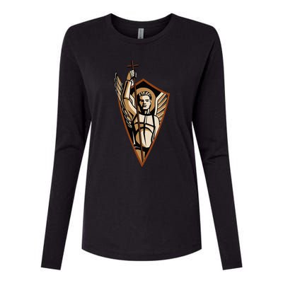 St Saint Michael the Archangel Catholic Angel Warrior Womens Cotton Relaxed Long Sleeve T-Shirt