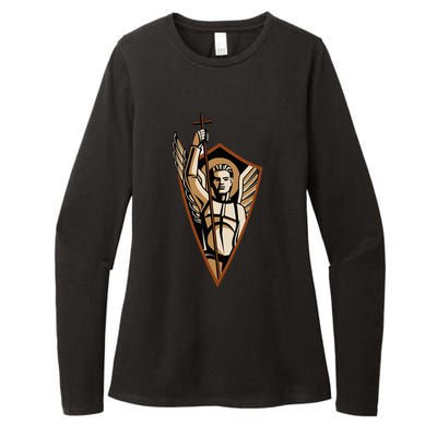 St Saint Michael the Archangel Catholic Angel Warrior Womens CVC Long Sleeve Shirt