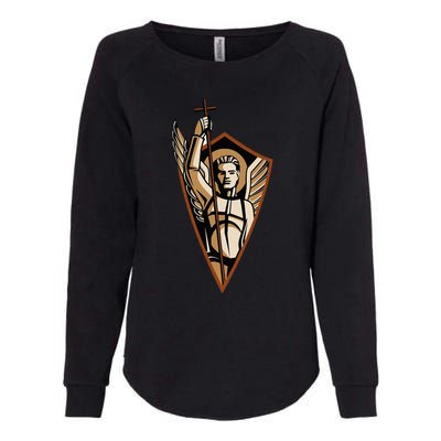 St Saint Michael the Archangel Catholic Angel Warrior Womens California Wash Sweatshirt