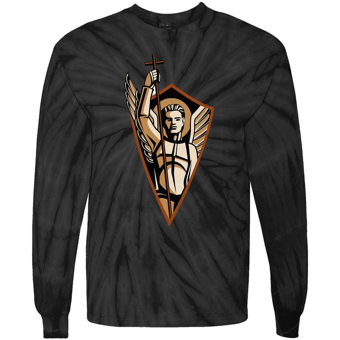 St Saint Michael the Archangel Catholic Angel Warrior Tie-Dye Long Sleeve Shirt