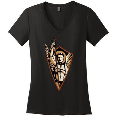 St Saint Michael the Archangel Catholic Angel Warrior Women's V-Neck T-Shirt