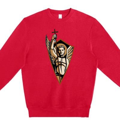 St Saint Michael the Archangel Catholic Angel Warrior Premium Crewneck Sweatshirt