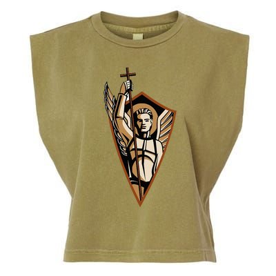 St Saint Michael the Archangel Catholic Angel Warrior Garment-Dyed Women's Muscle Tee