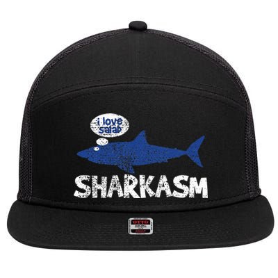 Shark Sharkasm Marine Biology 7 Panel Mesh Trucker Snapback Hat